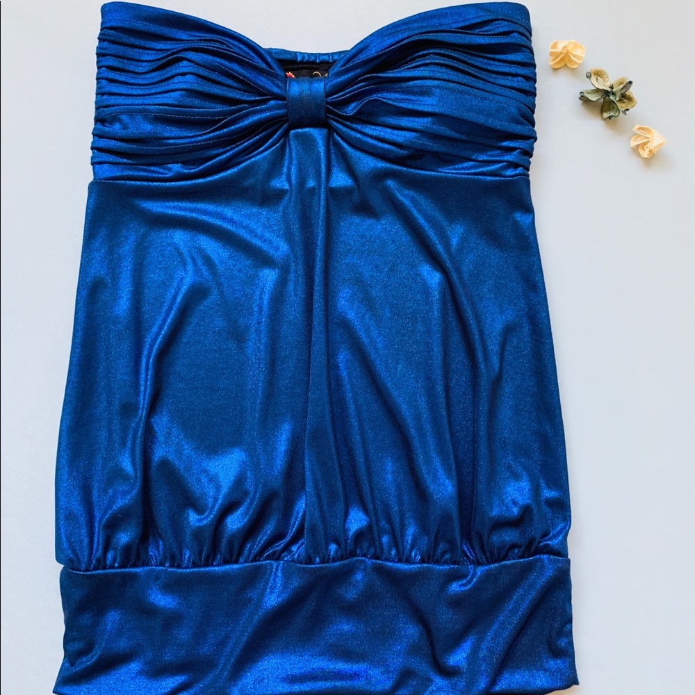 *LIKE NEW Forever 21 Metallic Blue Tube Top
